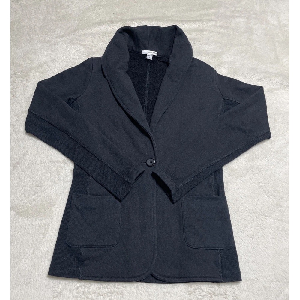 Standard James Perse Blazer Womens Small Black Shawl Collar One Button Jacket